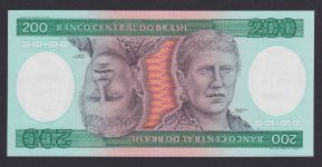 Banknoten Geldscheine Brasilien Südamerika 200 Cruzeiro unc.