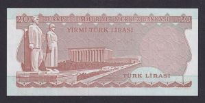 Banknoten Geldscheine Türkei 20 Lira Türkiye Präsident Atatürk 14.10.1970 unc