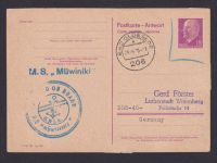 DDR Ganzsache Ulbricht Antwort P 74 Schiffspost M.S Müwinki MS Portstar Oldesloe