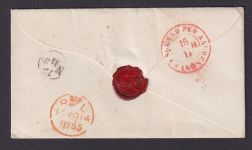 Großbritannien Brief Bradford Yorks via Osende n. Eupen rote K1 RL 1855 + roter