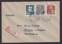 Briefmarken DDR R Brief Not R-Zettel + blauer Landpoststempel Ruppertsgrün über