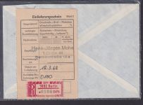 Sonder R-Zettel 50 Pfg. Gebühr bezahlt DDR R - Brief Berlin EF 10 Pfg. plus Ein-