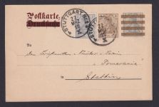 Briefmarken Deutsches Reich Privatganzsache Germania + ZuF Stuttgart Stettin als