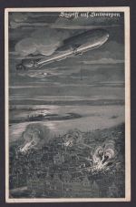 Flugpost air mail Zeppelin Ansichtskarte Angriff auf Antwerpen Luftschiff