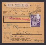 Besetzung Polen Generalgouvernement Paketkarte Warschau Lublin roter L1 Nachge -