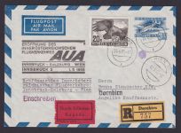 Flugpost Österreich Brief Ganzsache AUA Eröffnung Eilboten Einschreiben Dornbirn