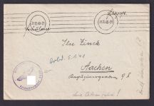 Deutsches Reich Feldpostbrief stummer Stempel nach Aachen 31.12.1940