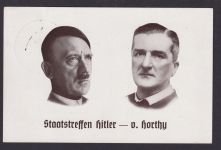Kiel Ansichtskarte Deutsches Reich Staatstreffen Hitler u. von Horthy