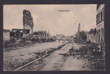Ansichtskarte Lombartzyde Belgien Feldpost I.Weltkrieg Zerstörter Strassenzug