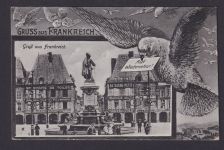 Ansichtskarte Frankreich Stadtplatz Feldpost Westerkappeln NRW Brieftaube