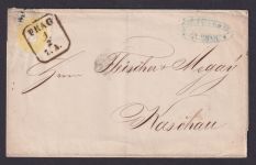 Österreich Brief EF 2 Kr. gelb mit Achteck-Stempel PRAG nach Warschau 1862