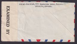 Kanada Zensur Brief Toronto Ontario nach Winterthur August 1945