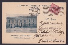 Militaria Italien Bildpostkarte Militärkrankenhaus EF Bologna ins Kriegsgebiet