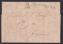 Altdeutschland Hannover L1 Wittmund + 13 NOV Vorphila Faltrief Niedersachsen