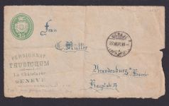 Schweiz Ganzsache Vorderseite Durchschlag WST Kontrollzeichen Taube Y 1 Genf