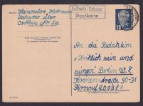 Kolkwitz Zahzow über Cottbus Brandenburg DDR Ganzsache Landpoststempel n. Berlin