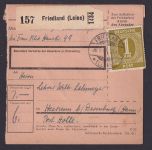 All. Besetzung EF 937 1 Mark Ziffer Friedland nach Hernum auf Paketkarte mit