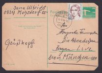 Bund Frauen auf DDR Ganzsache Burgstädt n. München Bayern rs. Reklame Aufkleber