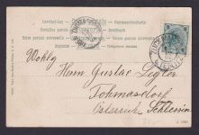 Ansichtskarte Teplitz Schönau ab Zuckmate Sudeten nach Thomasdorf Schlesien 1902