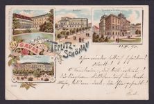Teplitz Schönau Teplice Sudeten Ostgebiete tolle Litho Ansichtskarte Theater u.a
