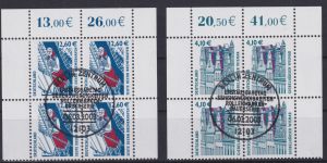 Bund SWK DM-Euro + Euro kpl. Viererblock meist Bogenecke Luxus gest.Kat 291,00++