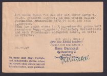 All. Besetzung MIF 1+2 Kontrollrat Postkarte Bamberg n. Prien Chimsee Philatelie