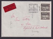 Berlin Eilboten Brief MEF 224 Berlin senkr Paar Hof MachST Industrie Saale Essen