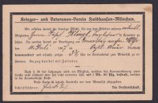 Bayern Privatganzsache Krieger- u. Veteranenverein Haidhausen München