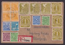 Illustre Zehnfachfrankatur All. Besetzung R Brief I+II Kontroll Tauben u.a.