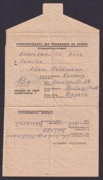 Kriegsgefangenenpost ab Baccarat Frankreich Depot 205 n. Nürnberg Amerikanische