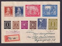 Zehnfachfrankatur All. Besetzung R Brief Fellbach n. Stuttgart mit illustrer MIF