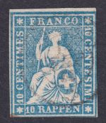 Schweiz 14 II A a Sitzende Helvetia sauber gestempelt Kat-Wert 40,00