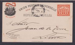 Peru Lima Südamerika Ganzsache 1897 mit Überdruck Dos und 2 Dos Centavos