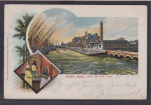 Port Said Agypten Litho Ansichtskarte MEF Paar 2 Frankfurt Sachsenhausen