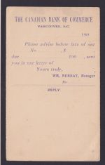 Kanada Pivatganzsache privater Zudruck One cent Canadian Bank Vancouver