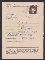 DDR Herold frankierte Ausweiskarte mit EF 2868 3 Mark Flugpost