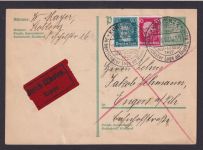 Deutsches Reich Eilboten Ganzsache Bedeutende Deutsche + gleicher ZUF Koblenz Engers