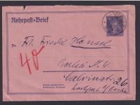 Deutsches Reich Berlin Rohrpost Ganzsache RU 12 Leibniz 22.2.1926 KatWert 225,00