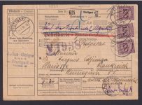 Deutsches Reich Infla MIF Korbdeckel Reichspräsidenten Stuttgart Paketkarte