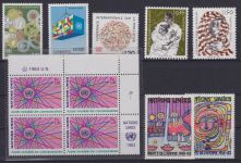 UNO Vereinte Nationen Lot Vierblöcke Bogenecke Eckrand u.a. 1983-84 Luxus postfr