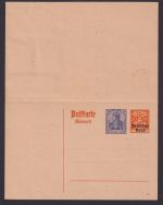 Deutsches Reich Augsburg Flugpost Ganzsache 2 WST Antwort Germania Holztaube