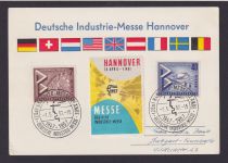Bund Berlin Hannover schöne Anlasskarte SSt Industriemesse Stuttgart Feuerbach plus