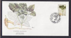 United Nations Flora Pflanzen Ginseng schöner Künstler Brief