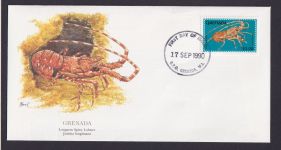 Grenada Karibik Fauna Tiere Languste schöner KünstlerBrief