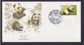 Bhutan Süsasien Fauna Tiere Riesenpanda schöner Künstler Brief