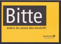 Postsache Bund Ganzsache Deutsche Post Änderungsanzeige ABO - Anschrift