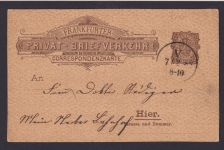Stadtpost Privatpost Ganzsache 2 Pfennig Frankfurt 07.02.1888