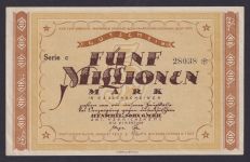 Banknote Geldschein Hattingen Ruhr 5 Mio Henschel Henrichshütte gute Erhg. kfr.