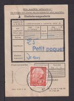 Bundesrepublik 192 Heuss Einlieferungsschein München 3 18.3.1959.