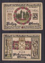 Geldschein Banknote Notgeld Sangerhausen 4 Scheine von 5-50 Pfennig gute Erhtg.